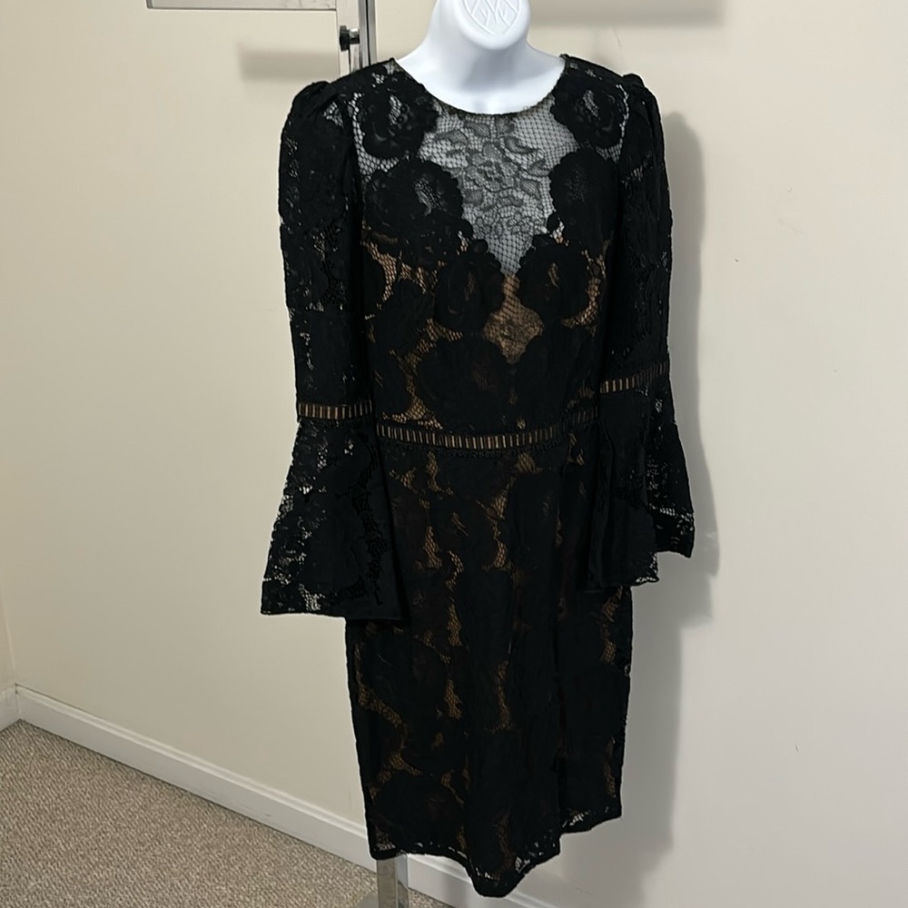 Long sleeve black and nude lace dress. Stunning! Pristine worn once.